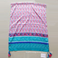 Women Printed Polyester Paj Emulation Silk Muffler Shawl